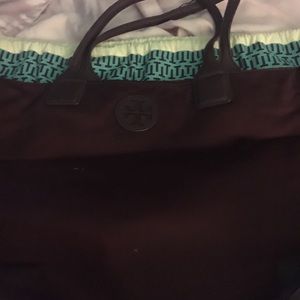 Maroon Ella Tory Burch tote gently used canvas